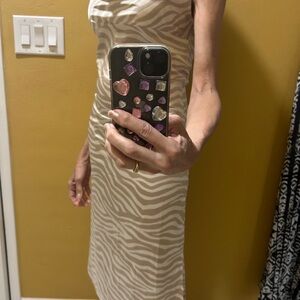 Forever 21 Cream Zebra Print Midi Dress